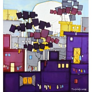 Salman Farooqi, 30 x 36 Inch, Acrylic on Canvas, Cityscape Painting, AC-SF-618